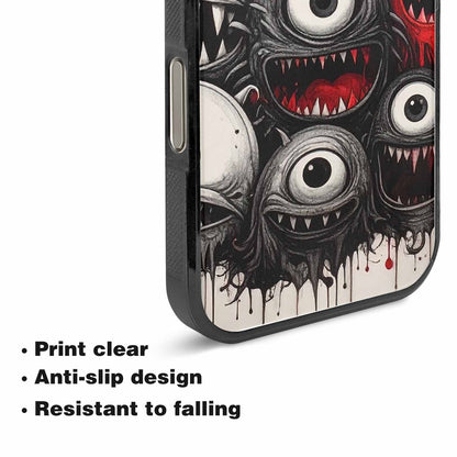 iPhone 15 Pro Max Case — Multi Eye Monster Black Red Ink, Personalized Phone Case