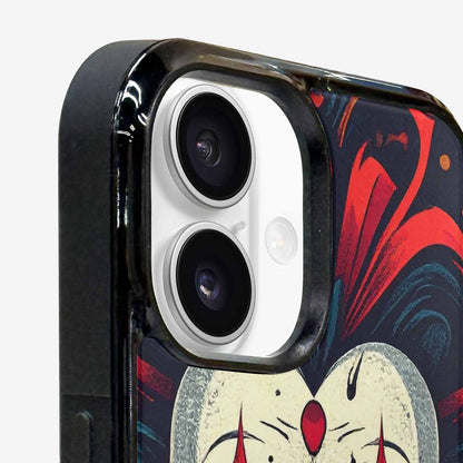 iPhone 16 Plus Case — Evil Circus Heads Faces Overlapping Patterns, Custom Made Phone Cover