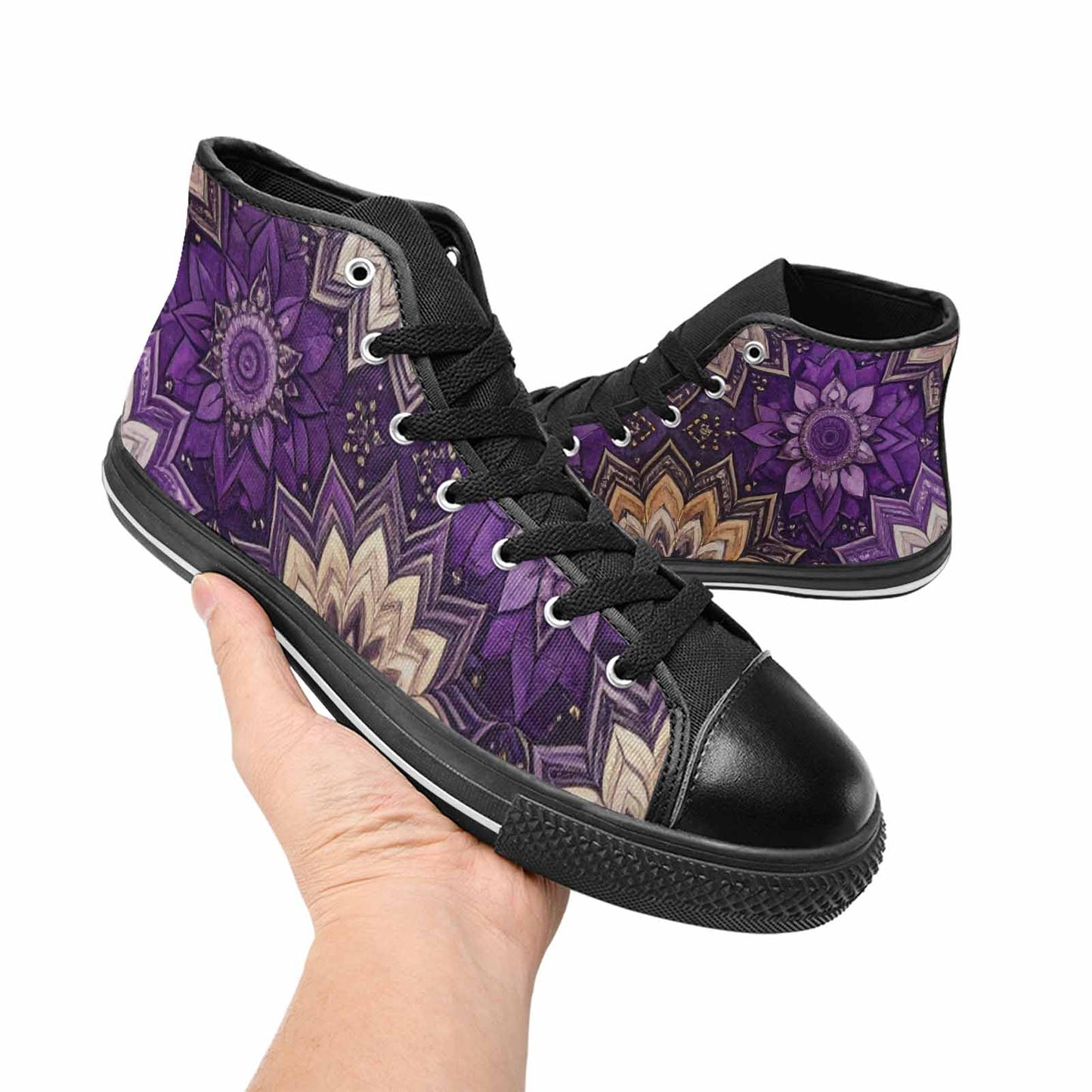WOMEN'S Mandala High Top Canvas Wallpaper Art Custom Sneakers