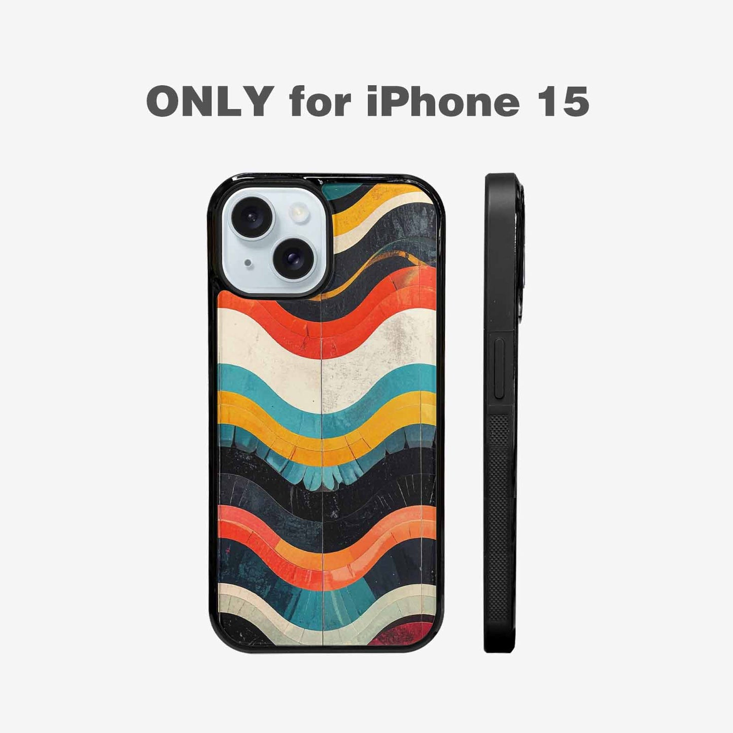 iPhone 15 Case — Retro Wave Scallop Stripe Small Wavy, Custom Designed Case Cover