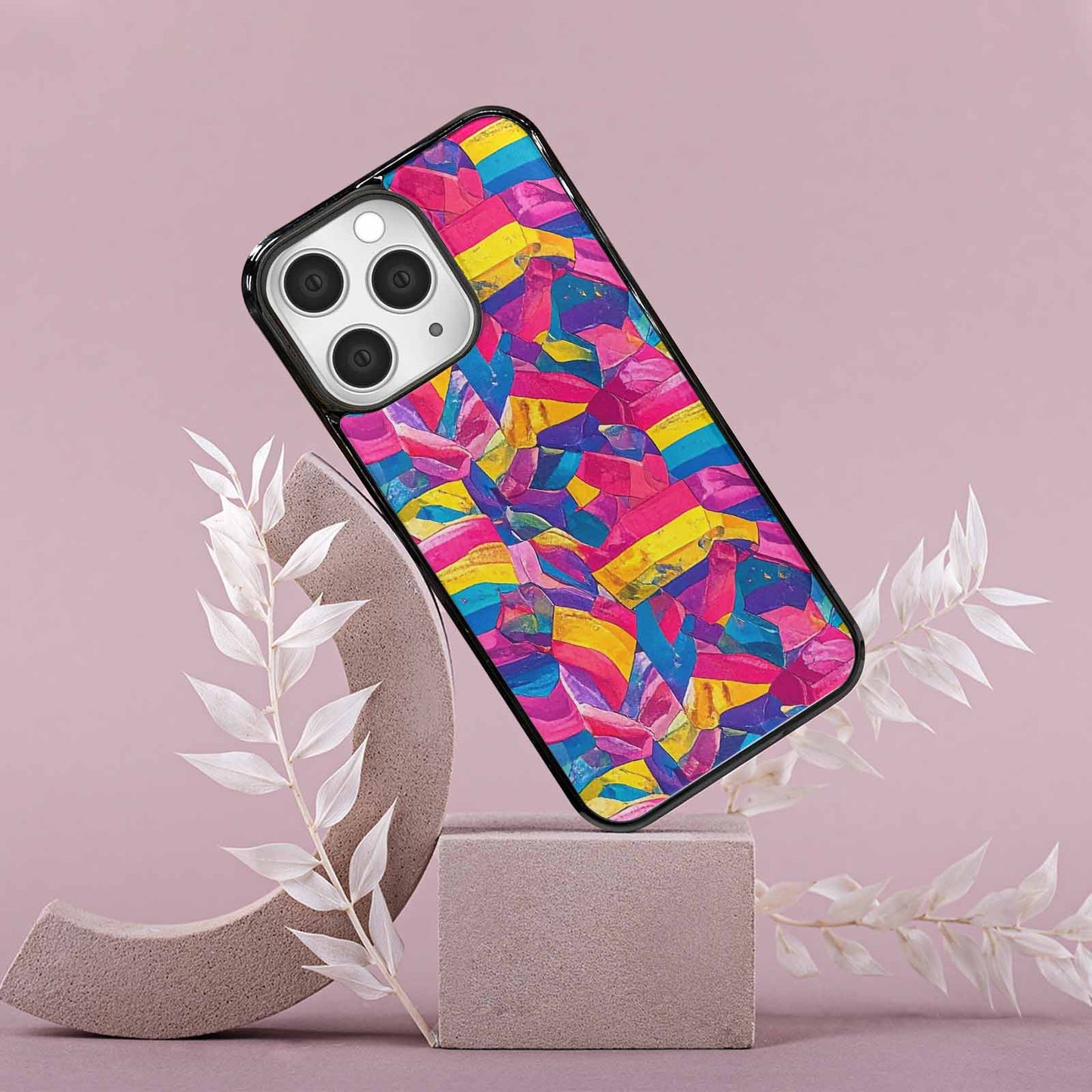 iPhone 15 Pro Max Case — Pansexual Flag Color Theme Small Rainbow, Custom Made Phone Cover