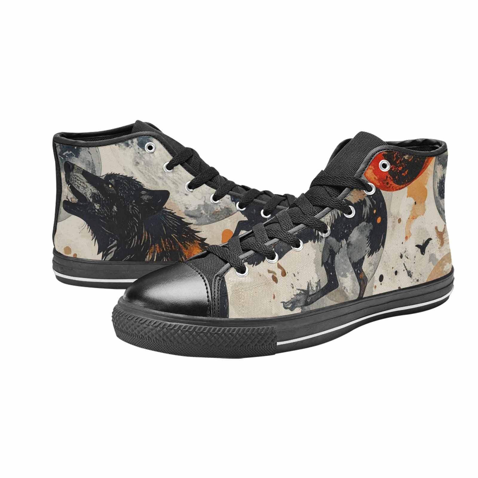 WOMEN'S Wolf Silhouette Moon High Top Canvas Dreamcore Sneakers