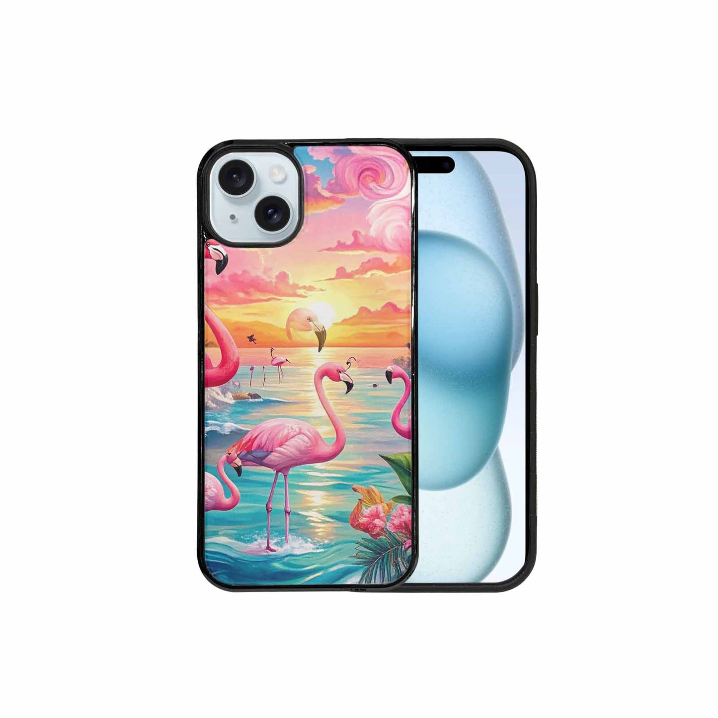 iPhone 15 Plus Case — Flamingo Tropical Flamingo Tropical Pattern Hundreds, Custom Art Phone Cover