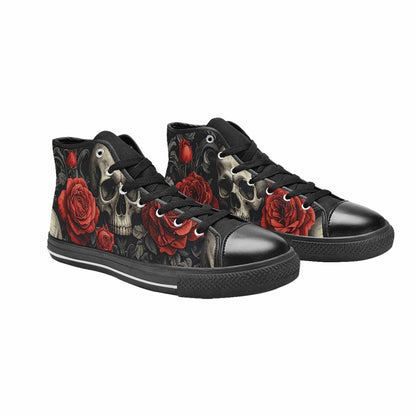 WOMEN'S Skulls Roses Fine Line High Top Canvas Dreamcore Sneakers