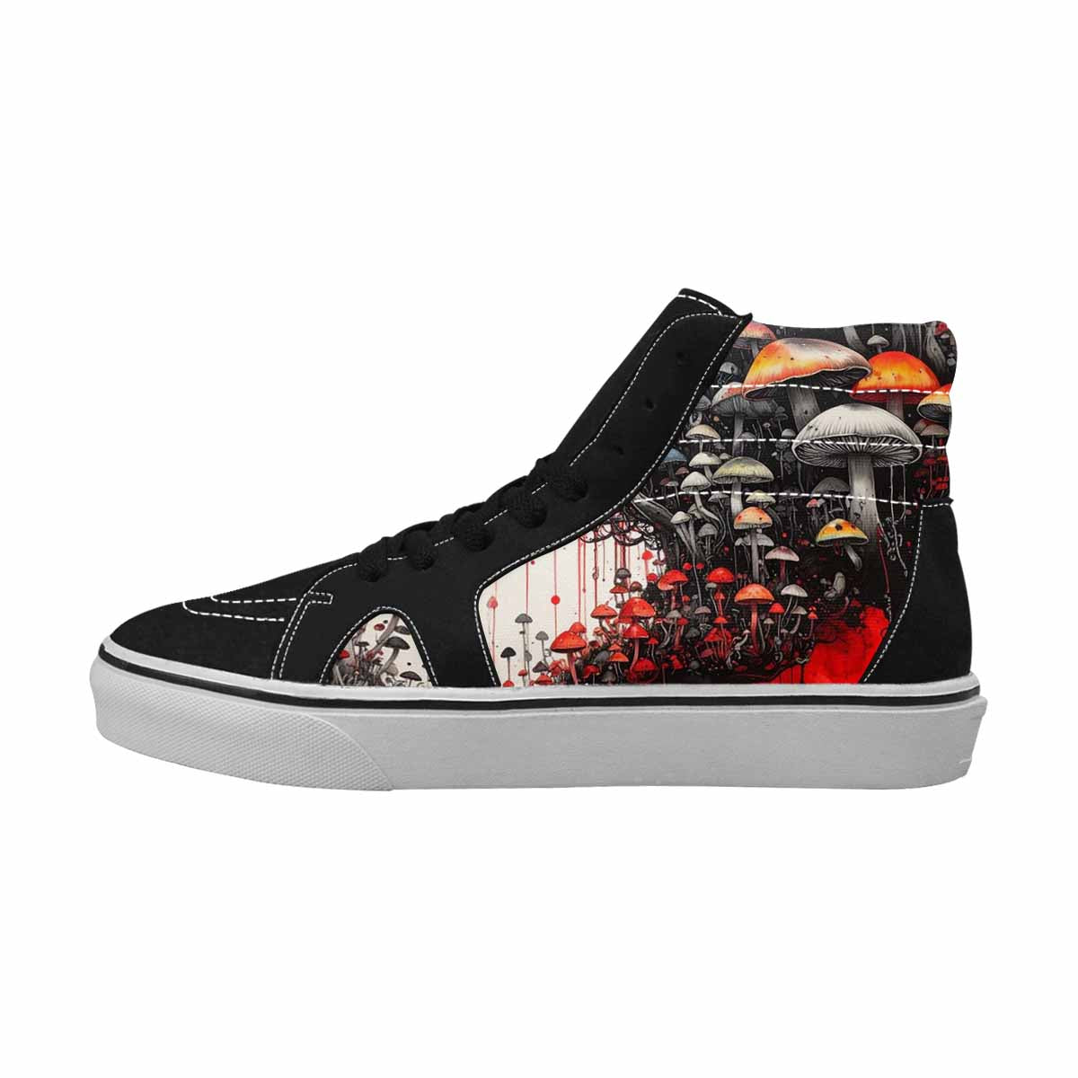 MEN'S Rainbow Drip Mushrooms High Top Canvas Vibrant Chaos Custom Sneakers