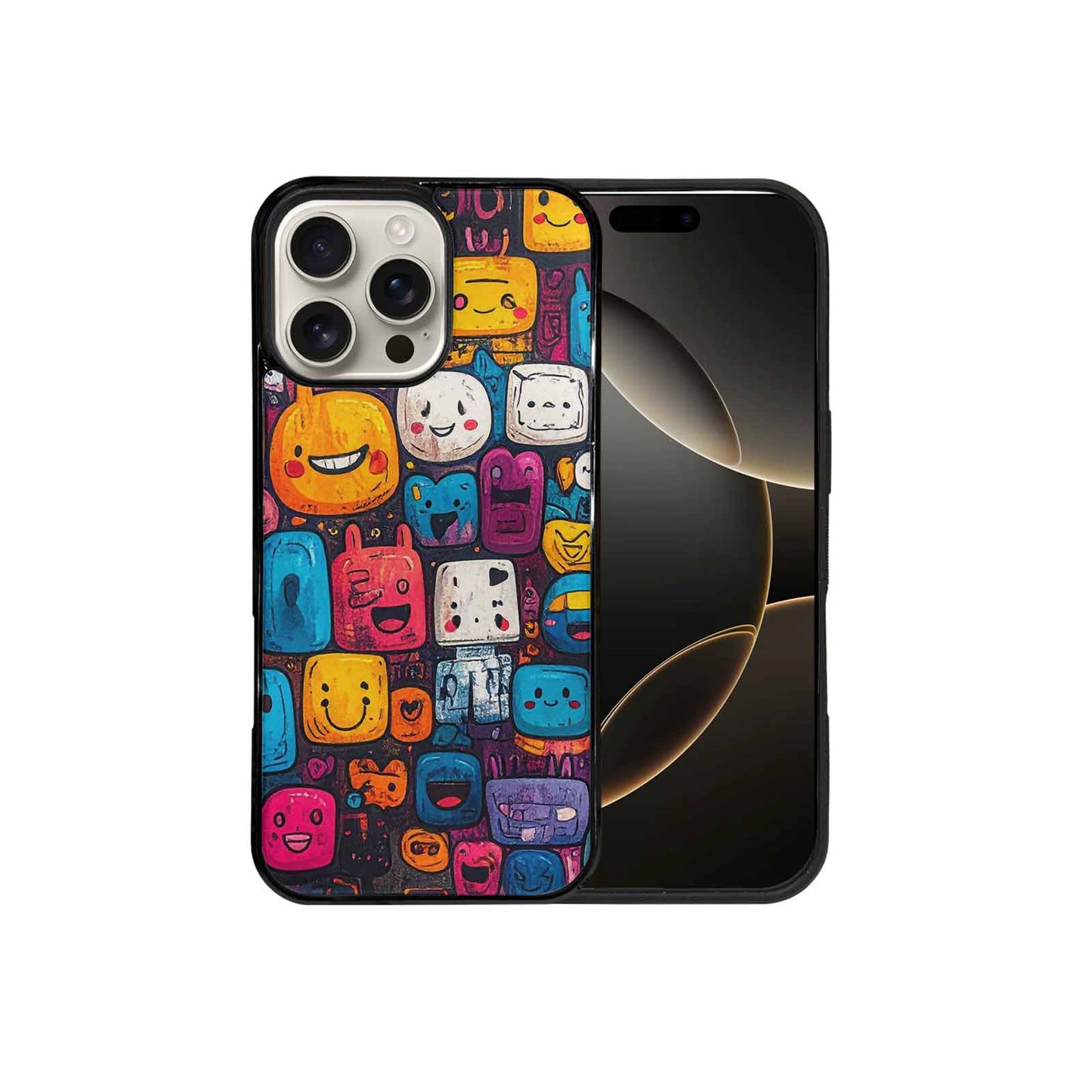 iPhone 16 Pro Max Case — Hand Drawn Icon Doodle Pattern Hundreds, Unique Phone Case Design