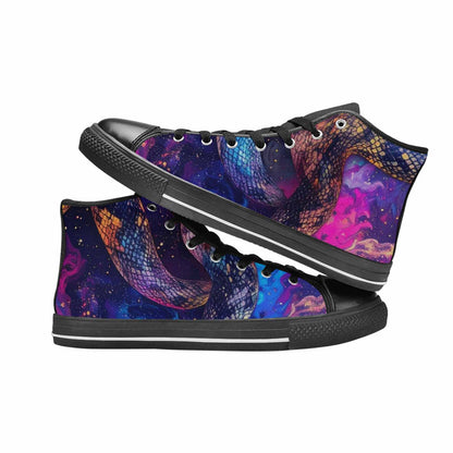 MEN'S Galaxy Snake Print High Top Canvas Neon Fantasy Shoes