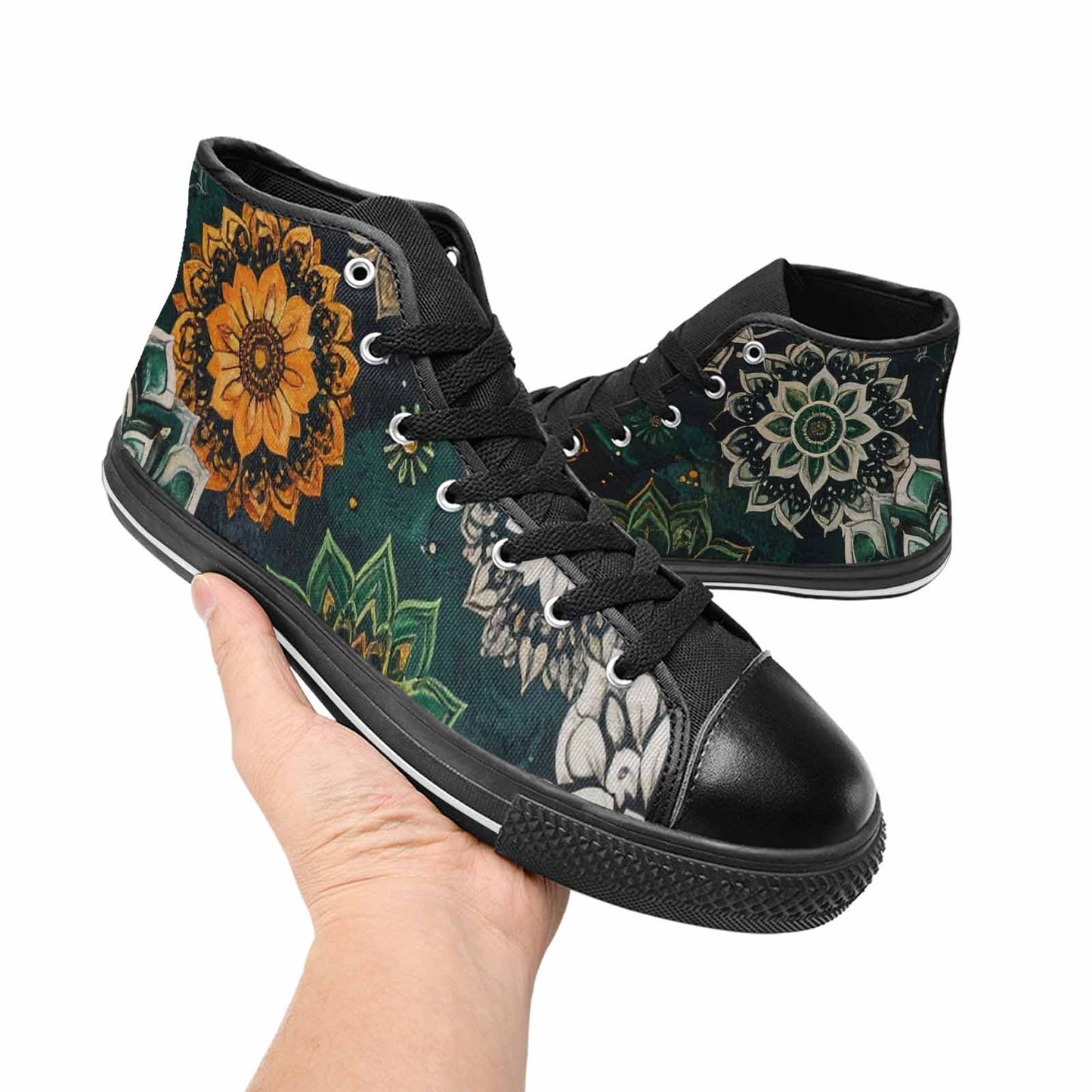 WOMEN'S Mandala High Top Canvas Grunge Custom Sneakers