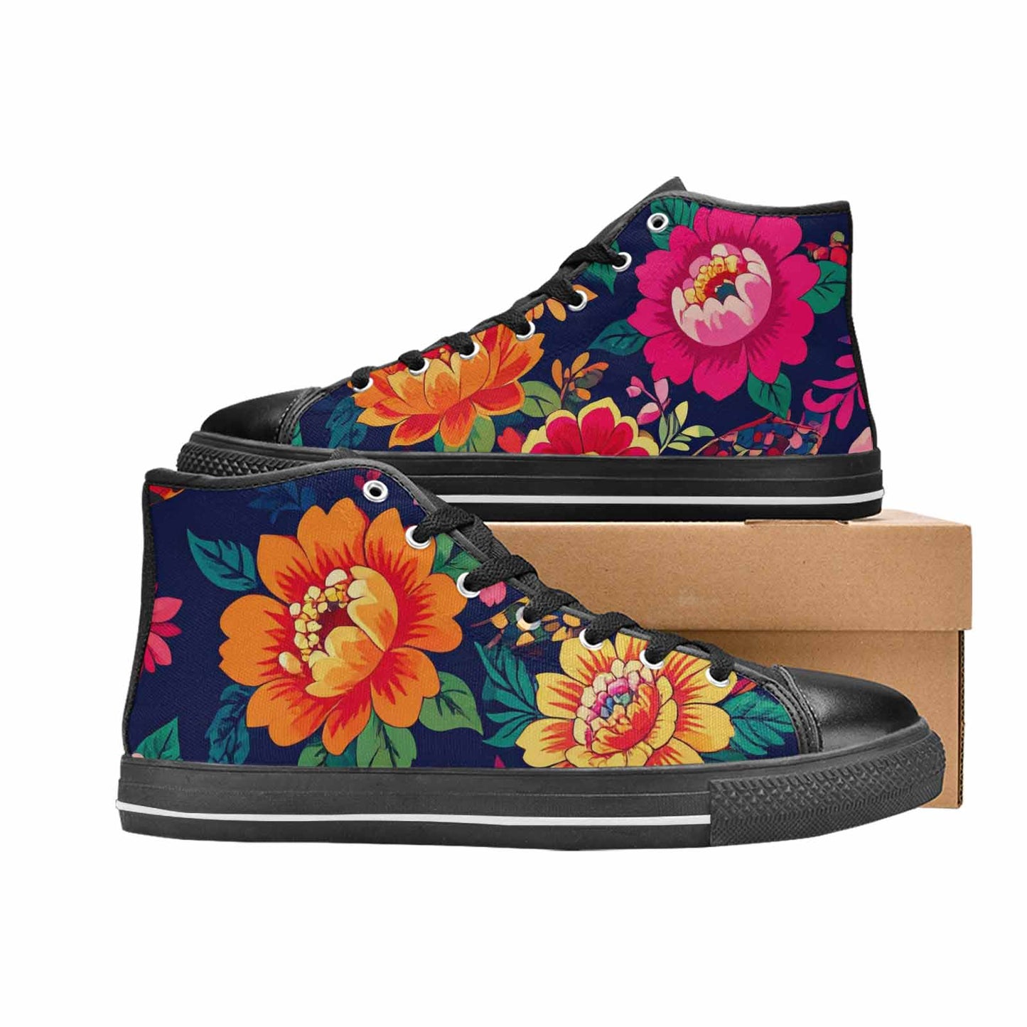 MEN'S Floral Snake Print High Top Canvas Surreal Sneakers