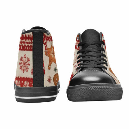 WOMEN'S Christmas Holly Snowflake High Top Canvas Neon Fantasy Custom Sneakers