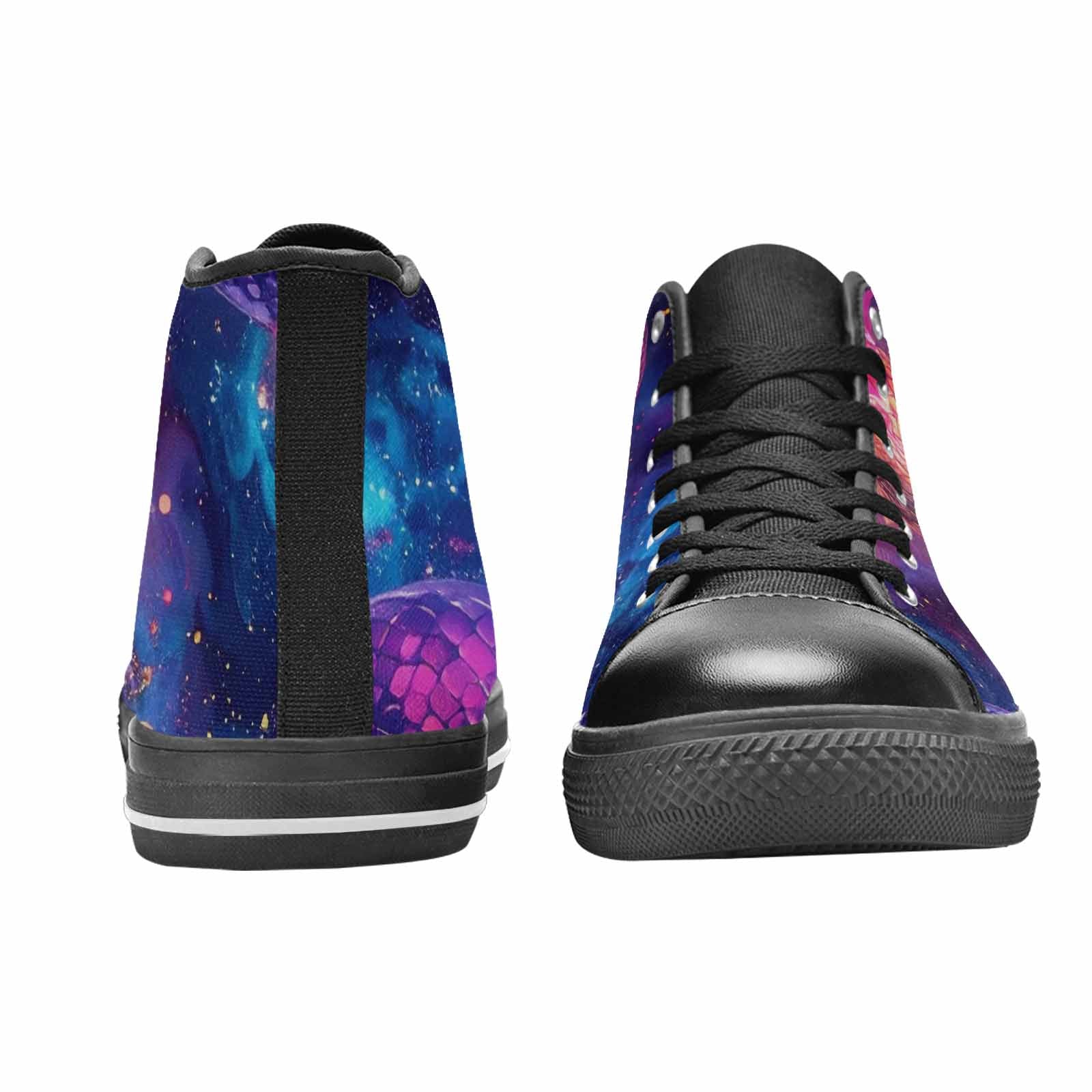 MEN'S Galaxy Snake Print High Top Canvas Vibrant Chaos Sneakers