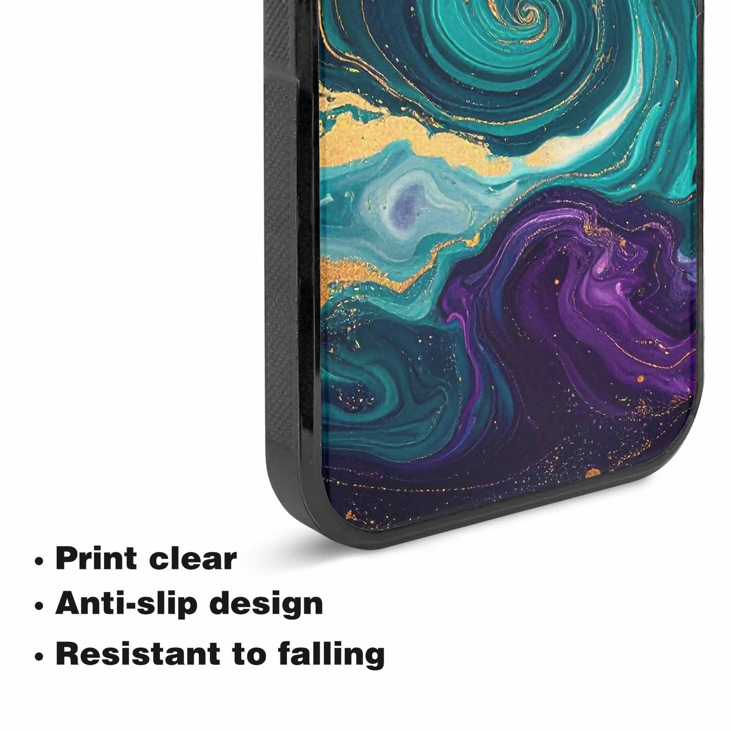 iPhone 15 Plus Case — Marbled Swirl Texture Blended With Galaxy, Custom Art Phone Cover