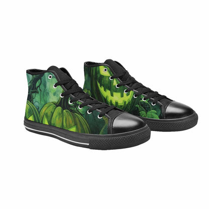 WOMEN'S Halloween Glowing Jackolantern High Top Canvas Surreal Custom Sneakers