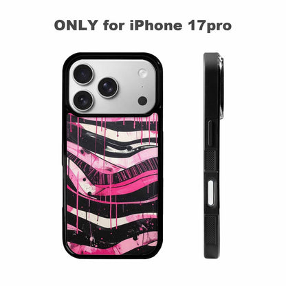 iPhone 17 Pro Case — Black Pink Ink Zebra Stripe Animal, Custom Made Phone Cover