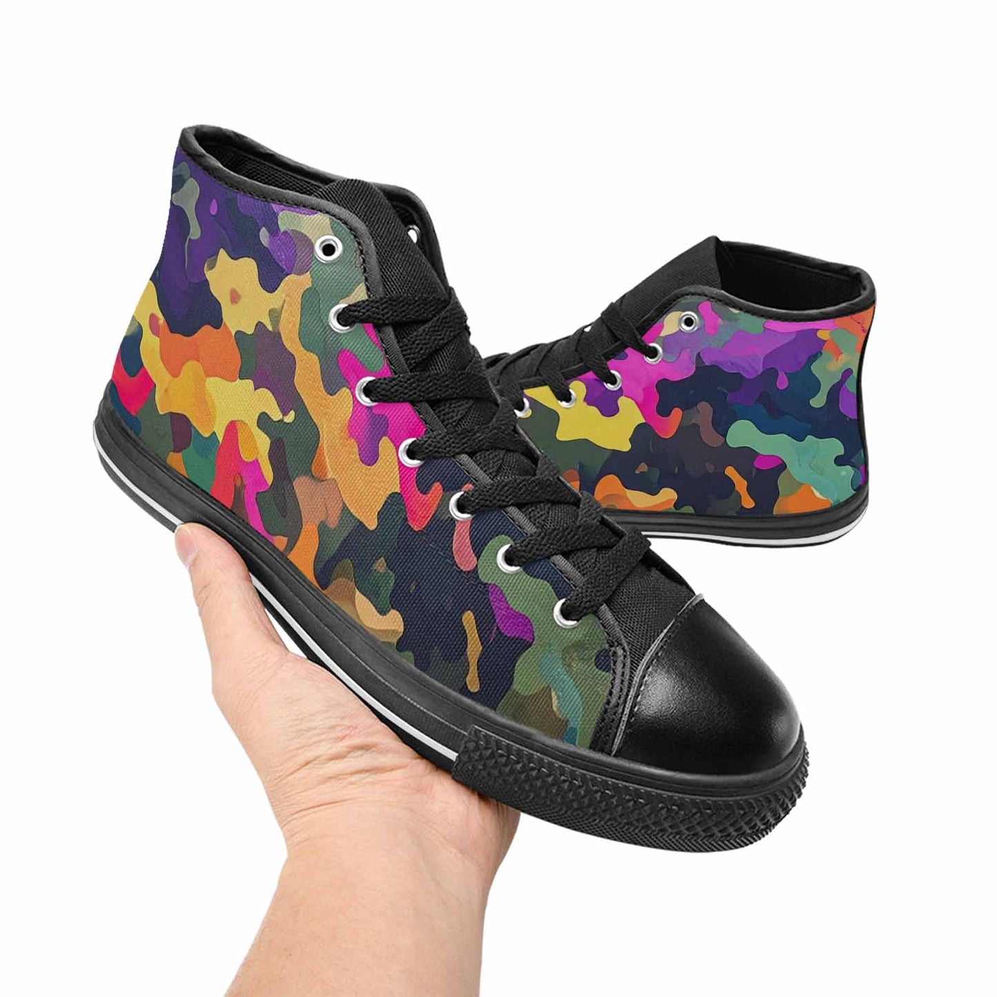 MEN'S Military Camouflage Blotch High Top Canvas Wallpaper Art Shoes