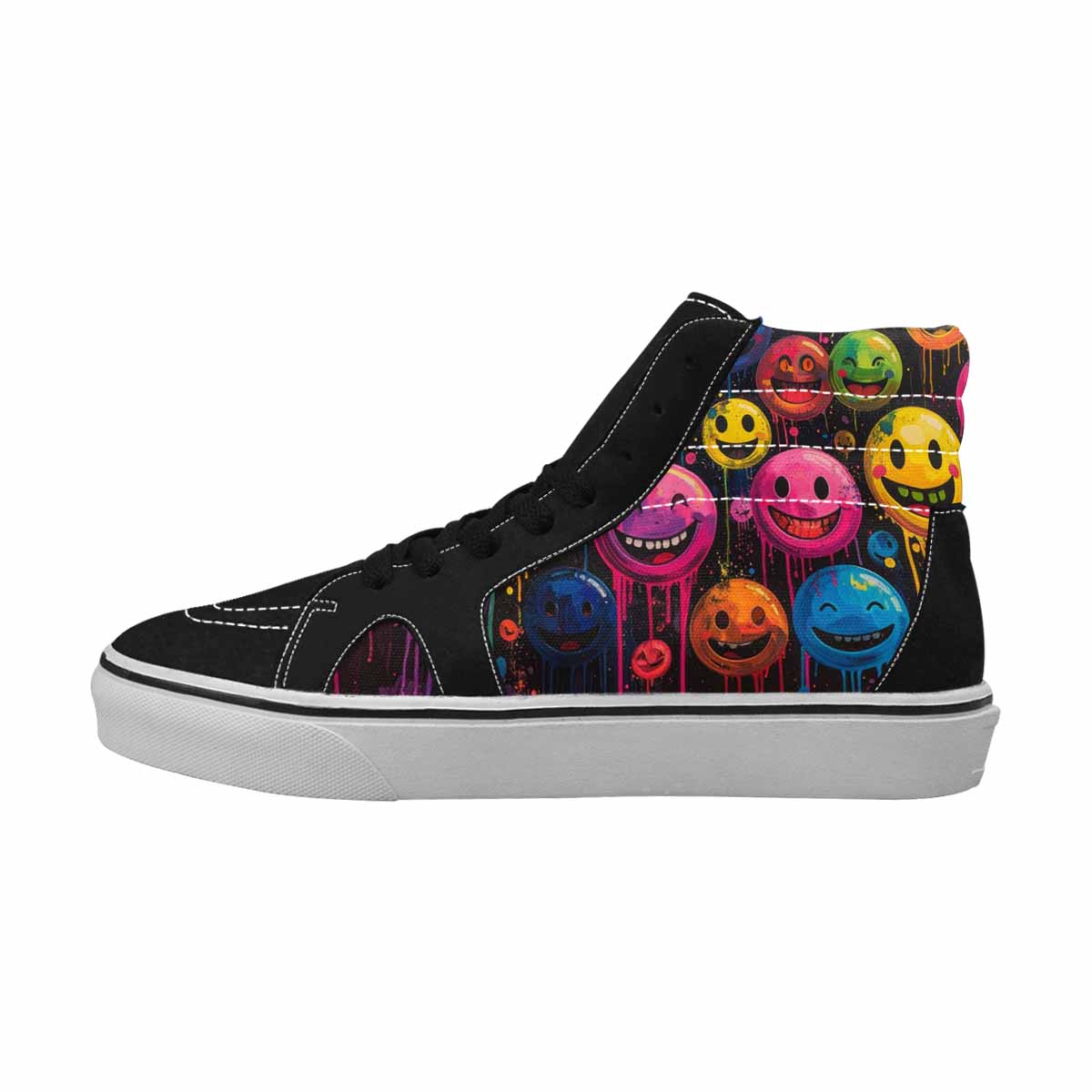MEN'S Smiley Faces  Glow High Top Canvas Cottagecore Custom Sneakers