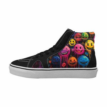 MEN'S Smiley Faces  Glow High Top Canvas Cottagecore Custom Sneakers