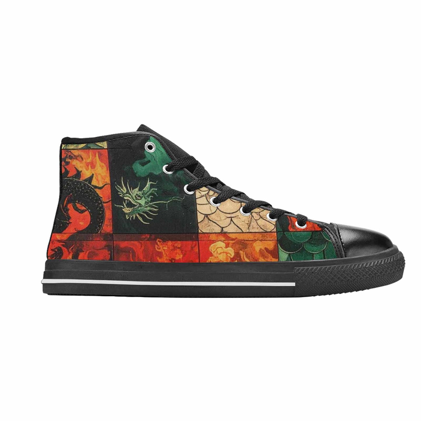 WOMEN'S Dragon Scale Fantasy High Top Canvas Cottagecore Custom Sneakers