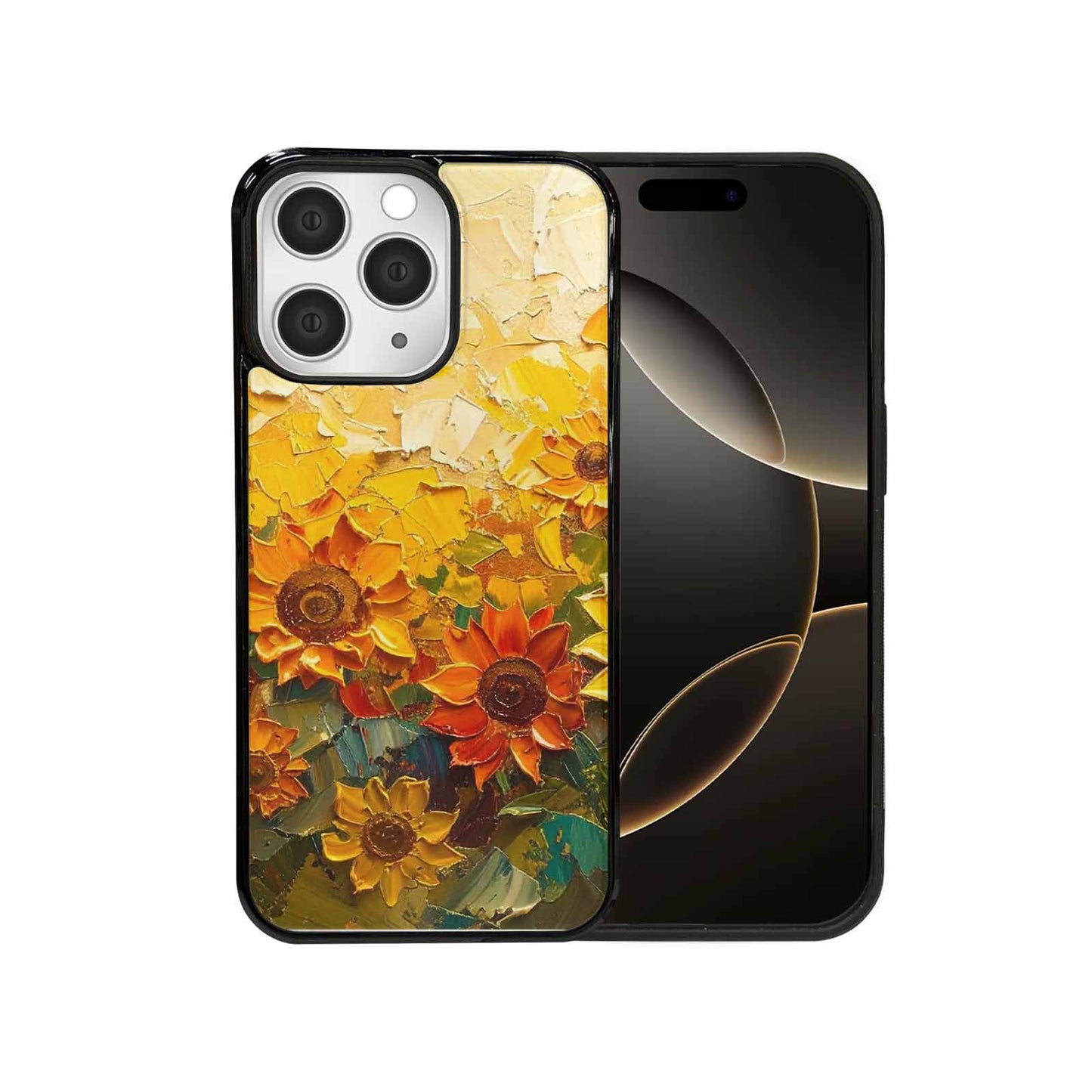 iPhone 15 Pro Max Case — Impressionist Sunflower Brushstroke Pattern Hundreds Of, Custom Printed Phone Case
