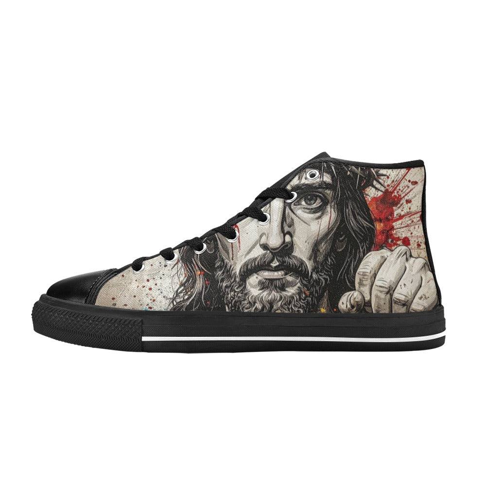 WOMEN'S Jesus_Ht_07 High Top Canvas Grunge Sneakers