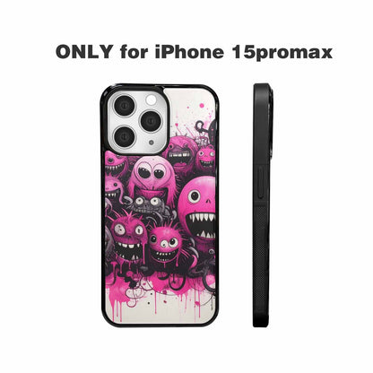 iPhone 15 Pro Max Case — Monsters General Black Pink Ink Cartoon, Custom Print Case Cover