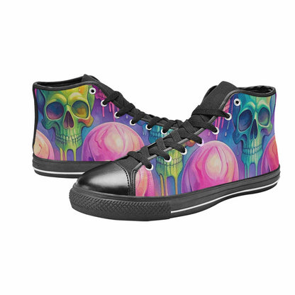 WOMEN'S Candy Color Dripping Skulls High Top Canvas Wallpaper Art Custom Sneakers