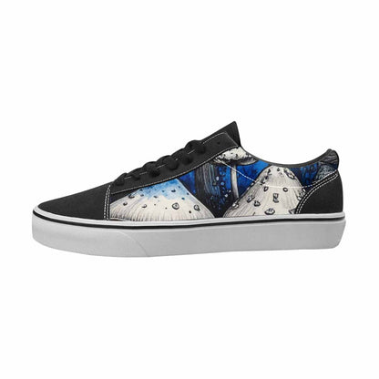 MEN'S Mushrooms Black & Blue Ink Canvas Personalized Kaleidoscope Custom Printed Shoes