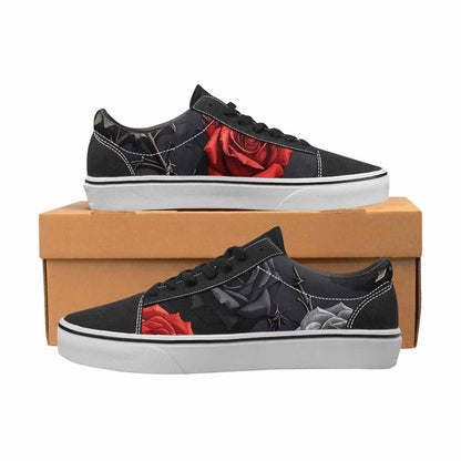 WOMEN'S Black Gothic Rose Canvas Lace-Up Vivid Shoes