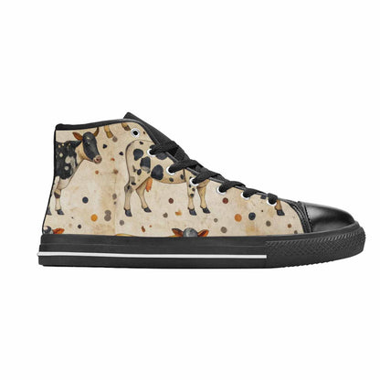MEN'S Cow Animal Print High Top Canvas Grunge Shoes