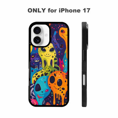 iPhone 17 Case — Melting Aliens Pattern Alien Scifi, Custom Art Phone Cover