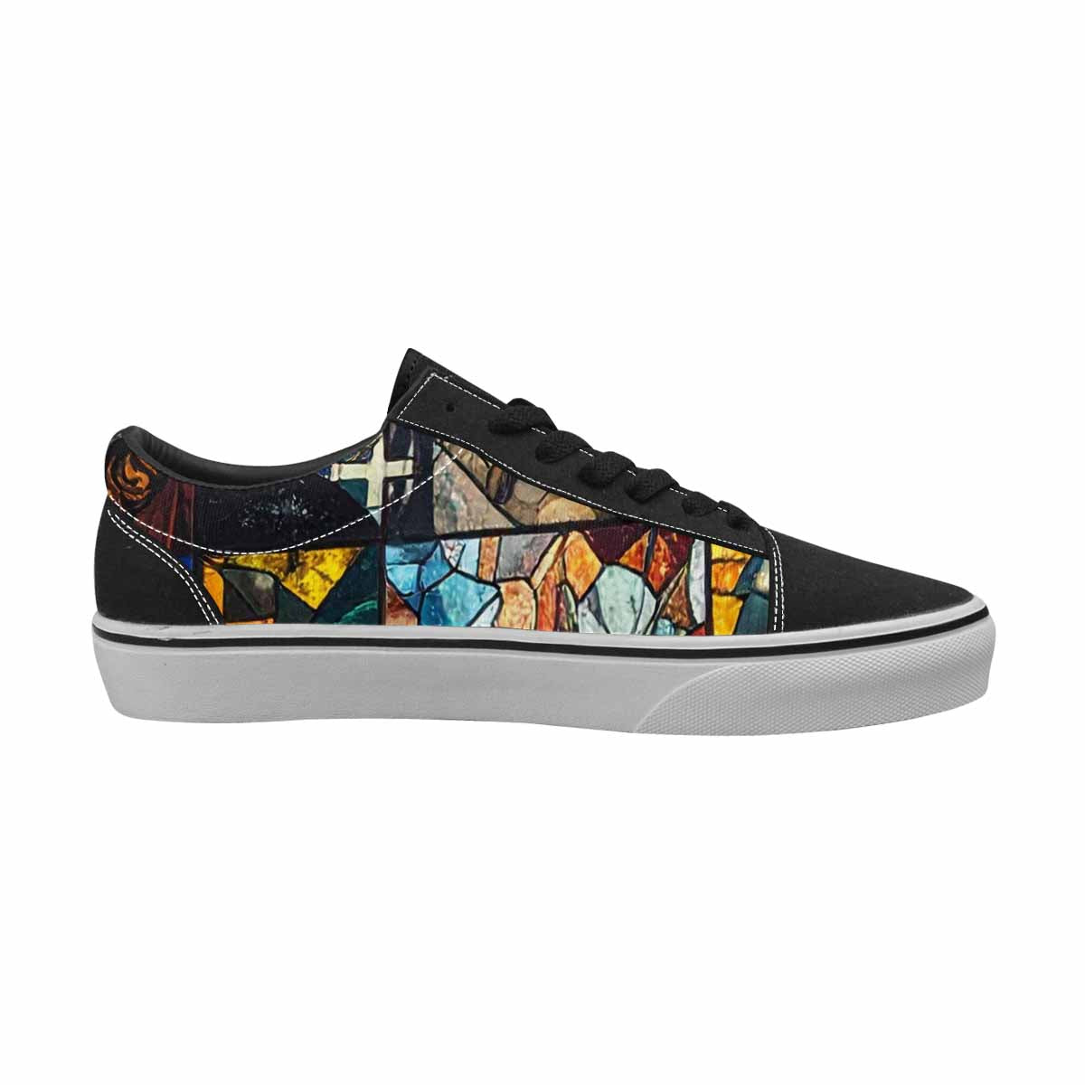 WOMEN'S Jesus Face Small Canvas Lace-Up Neon Fantasy Custom Shoes