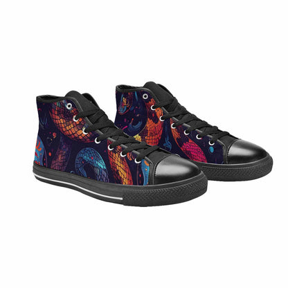 MEN'S Snake Skulls Print High Top Canvas Vibrant Chaos Shoes