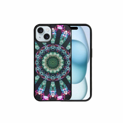 iPhone 15 Plus Case — Crystal Mandala Art Seamless Pattern Vibrant, Original Design Phone Case