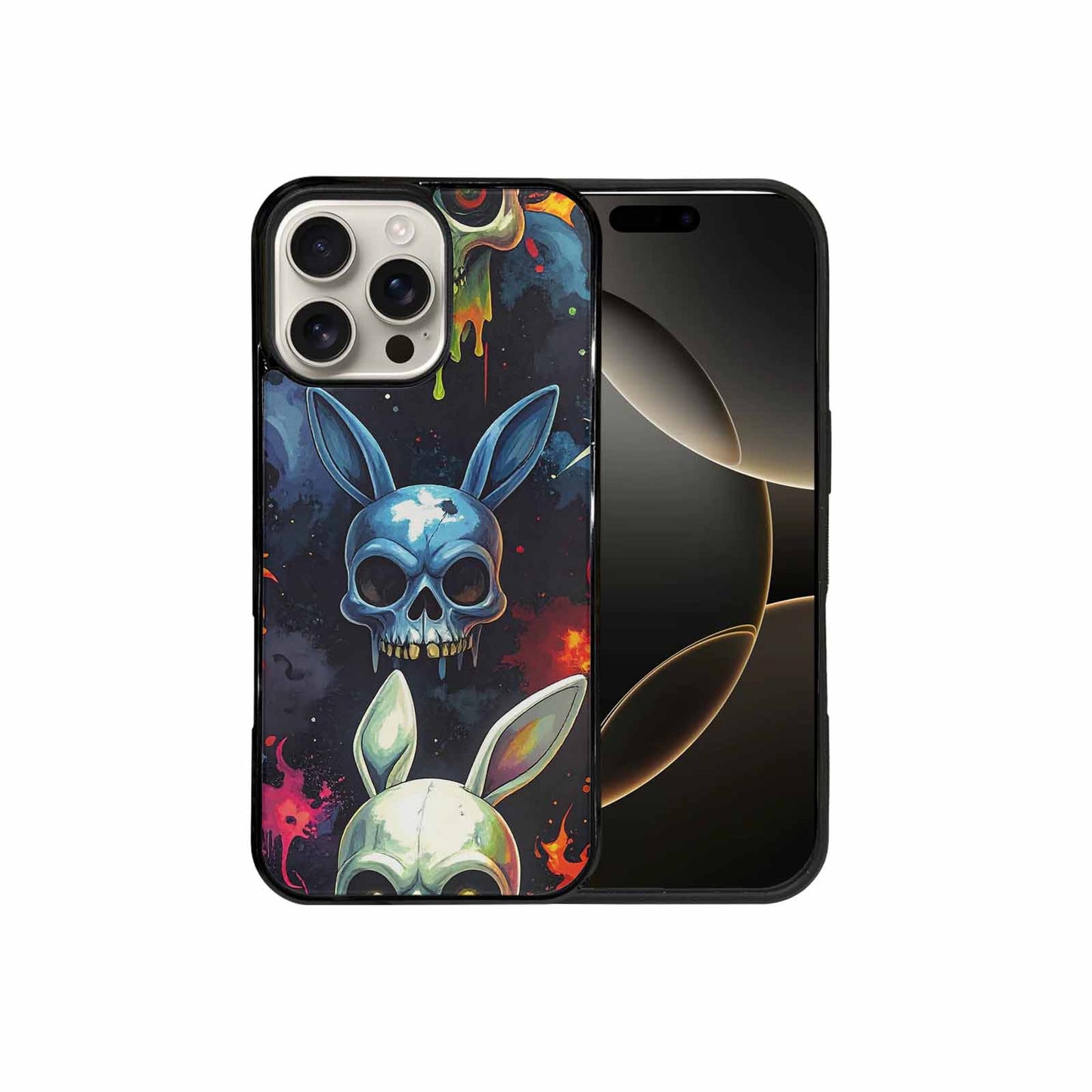 iPhone 16 Pro Max Case — Radioactive Ghost Bunny Skull Small Radioactive, Customized Protective Case