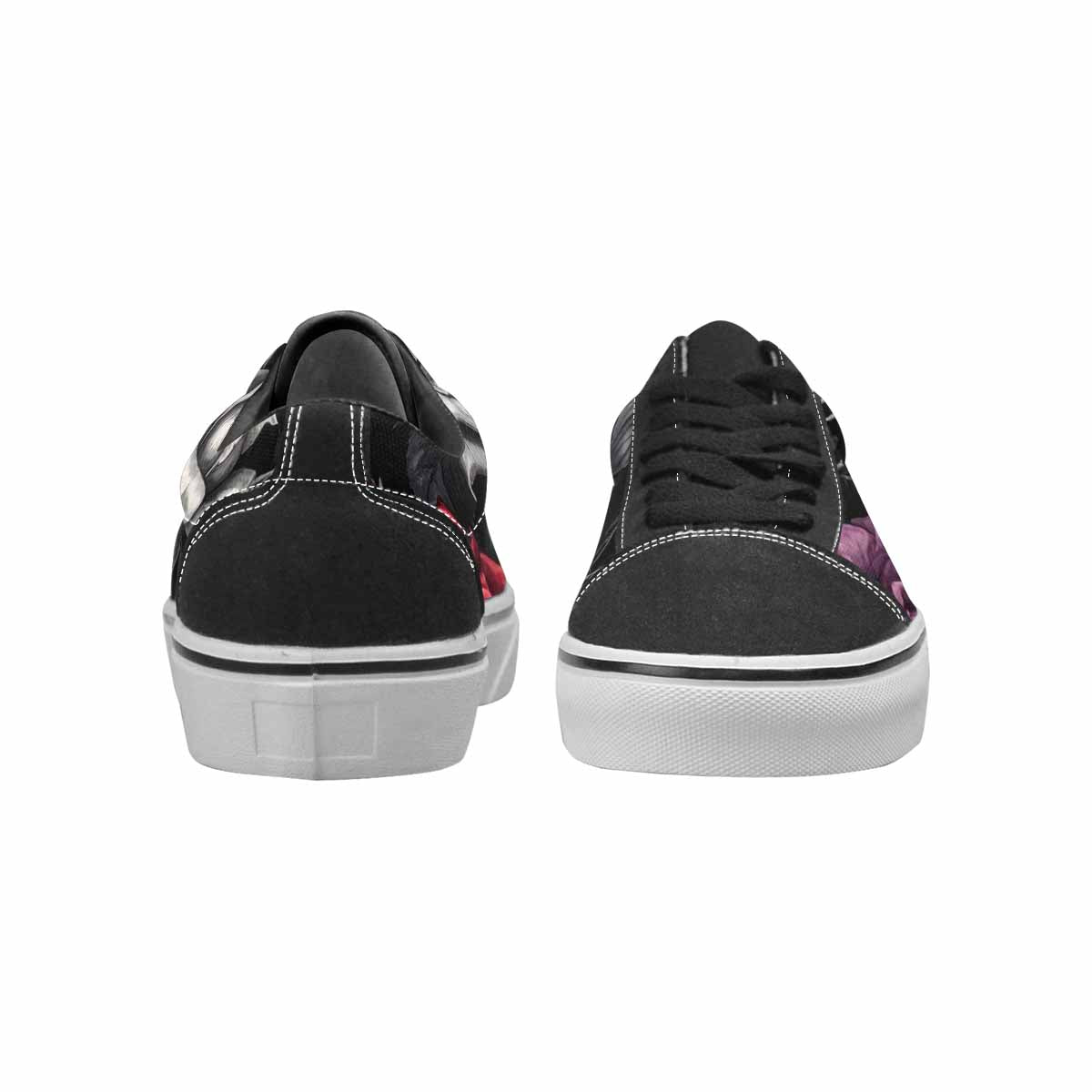 MEN'S Black Gothic Rose Canvas Lace-Up Grunge Shoes