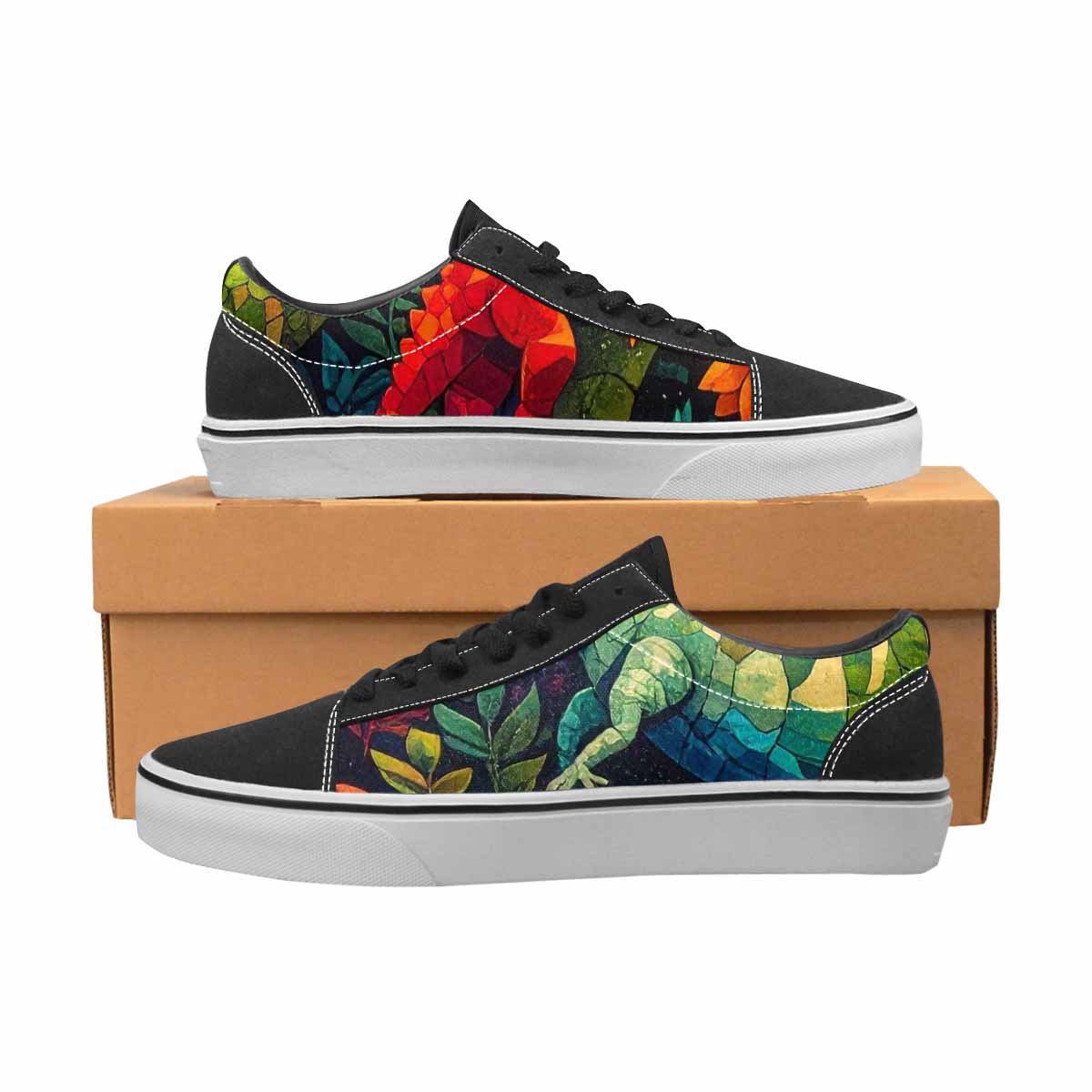 WOMEN'S Dinosaur Silhouette Canvas Lace-Up Y2K Custom Sneakers