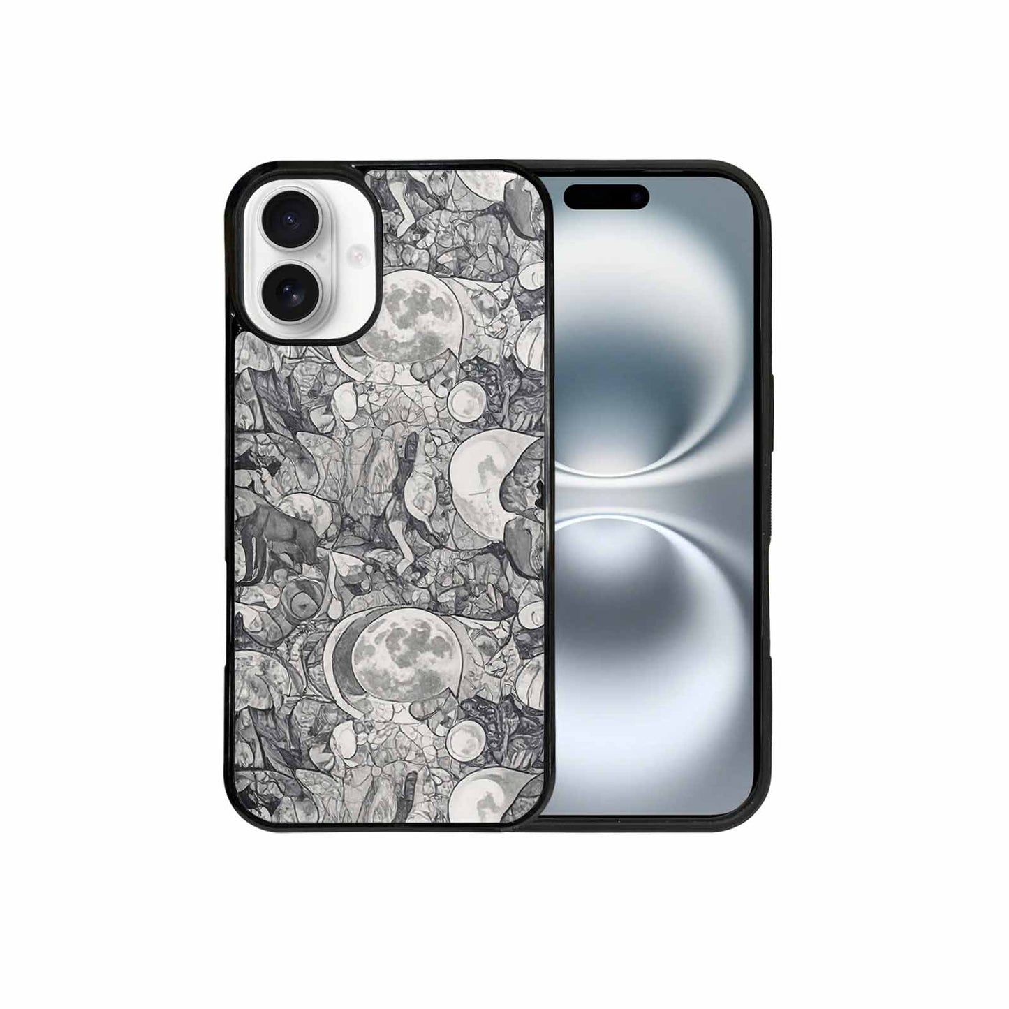 iPhone 16 Plus Case — Wolves Everywhere Collage Overlap Small Wolf, Custom Art Phone Cover