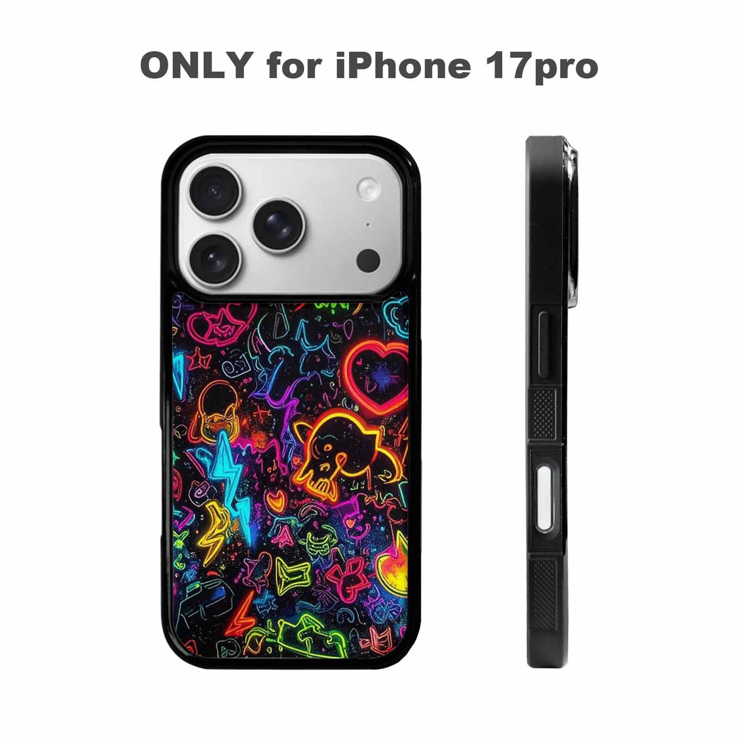 iPhone 17 Pro Case — Neon Glow Sticker Icon Collage Original, Custom Made Phone Cover