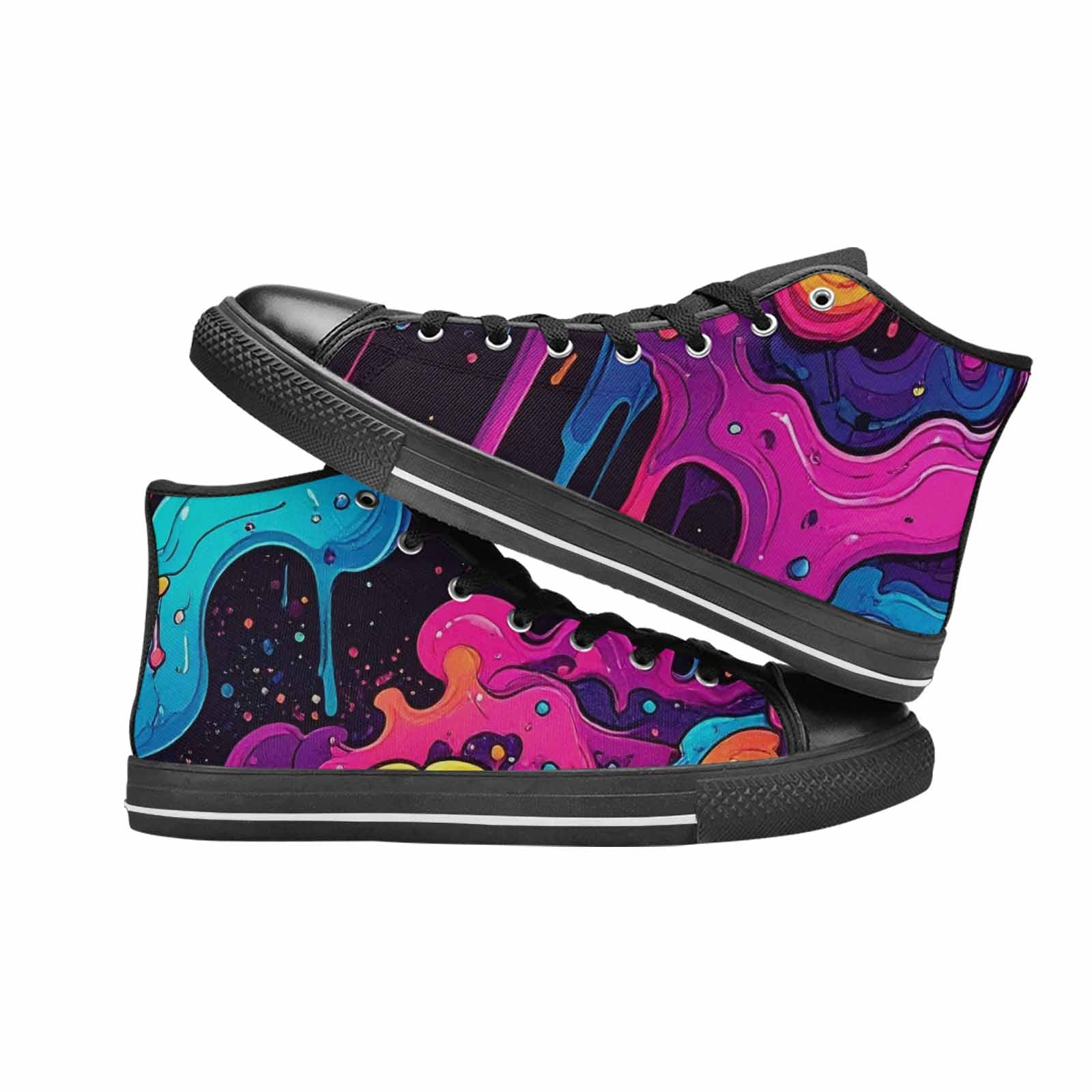 MEN'S Neon Drip Galaxy High Top Canvas Cottagecore Custom Sneakers