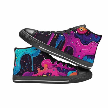 MEN'S Neon Drip Galaxy High Top Canvas Cottagecore Custom Sneakers