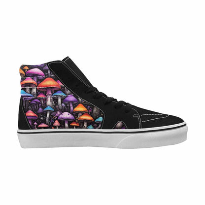 WOMEN'S Mushrooms Black & Purple Ink High Top Canvas Artist-designed Melting Art Limited Edition Sneakers