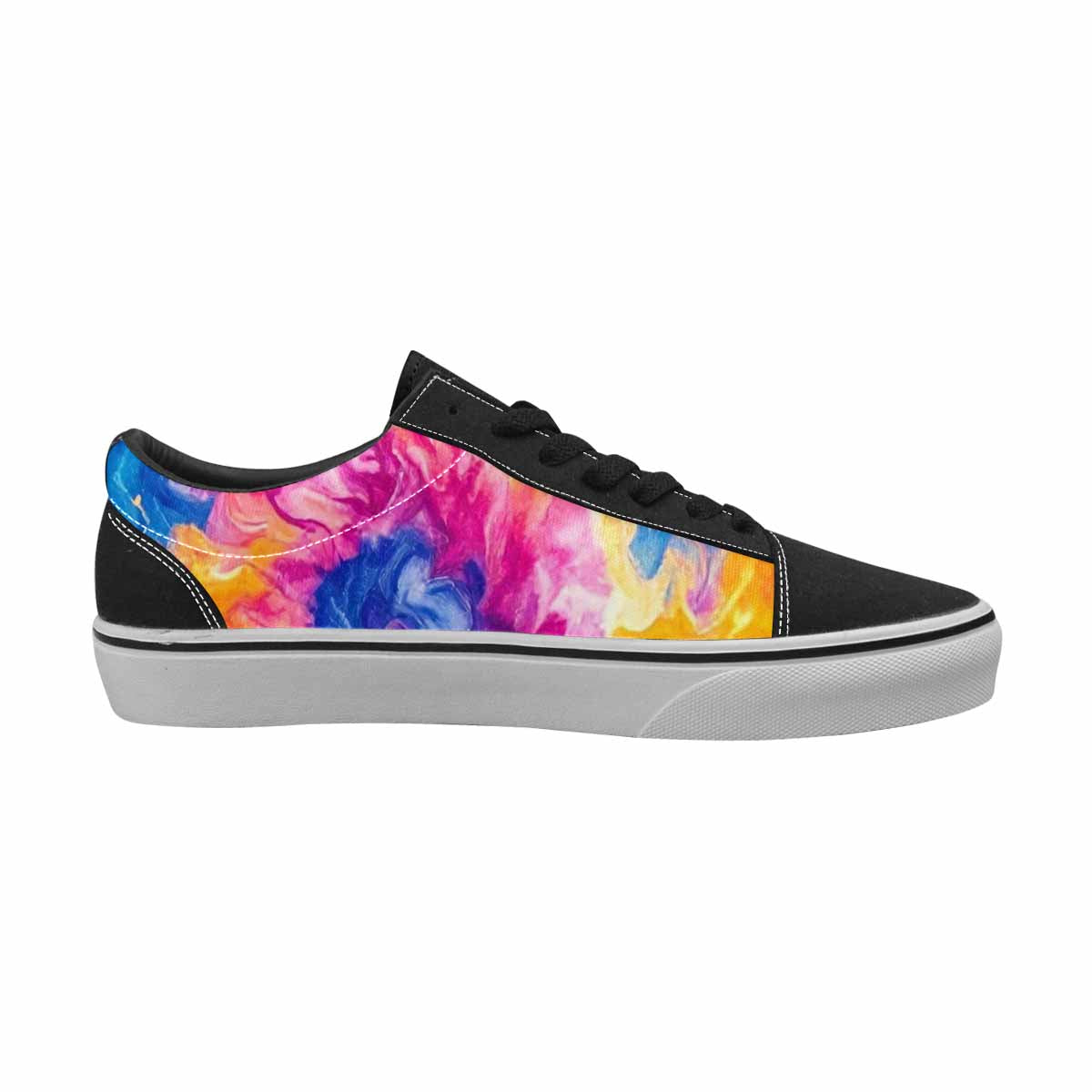 MEN'S Tie Dye Swirl Canvas Lace-Up Vibrant Chaos Custom Sneakers