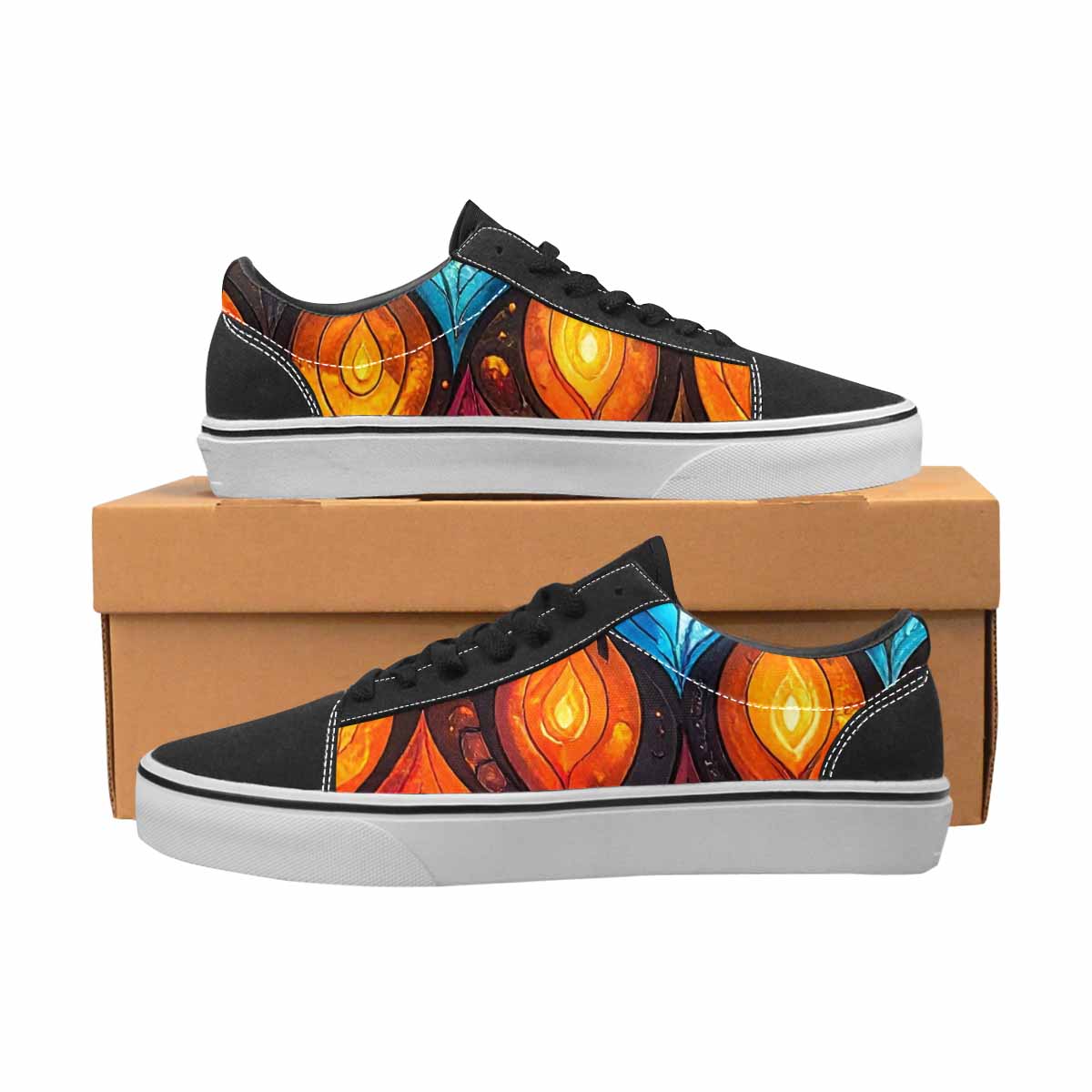 WOMEN'S Fire Flame Canvas Lace-Up Dreamcore Custom Shoes