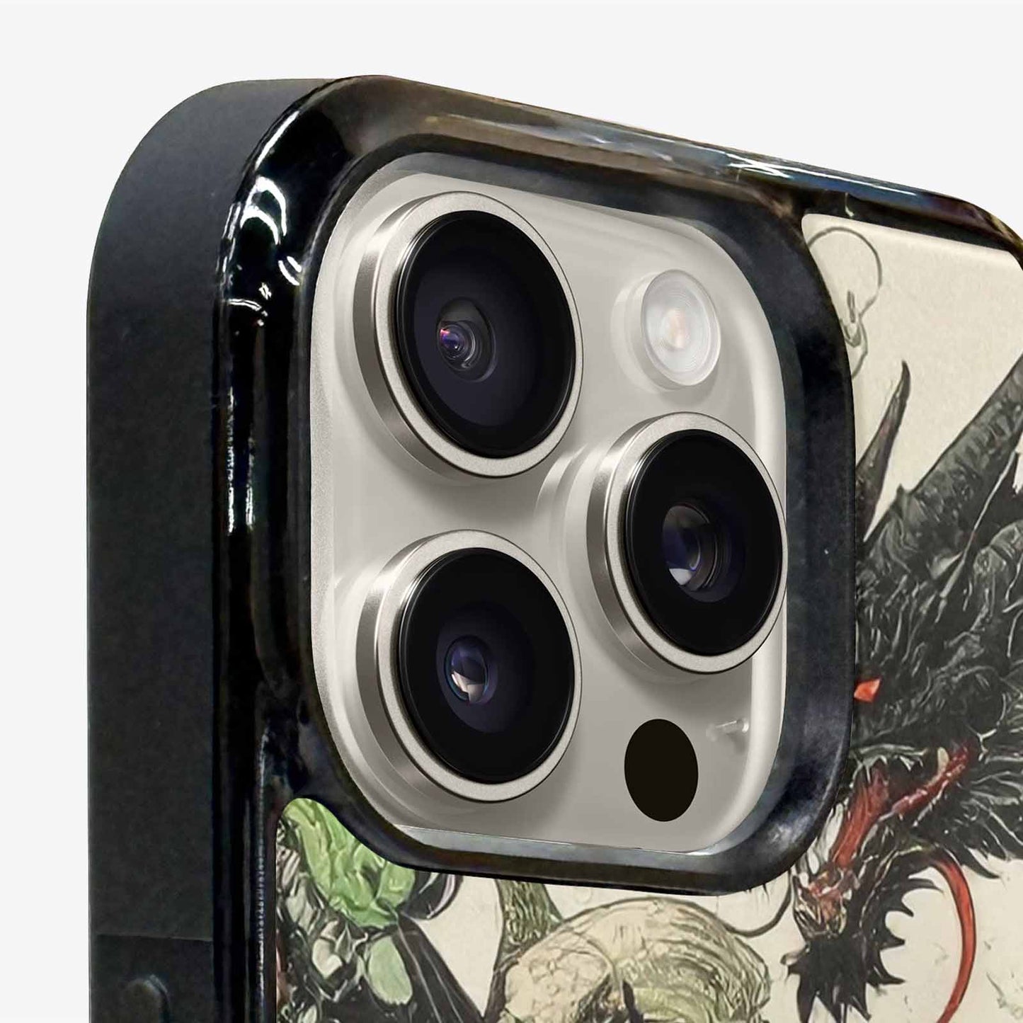 iPhone 16 Pro Max Case — Dragon Scale Black Green Ink Dragons, Unique Phone Case Design