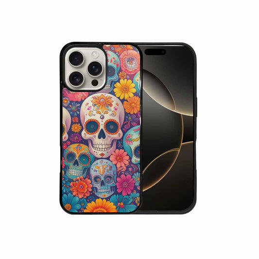 iPhone 16 Pro Max Case — Ornate Candy Color Skull Pattern Hundreds, Personalized Phone Case