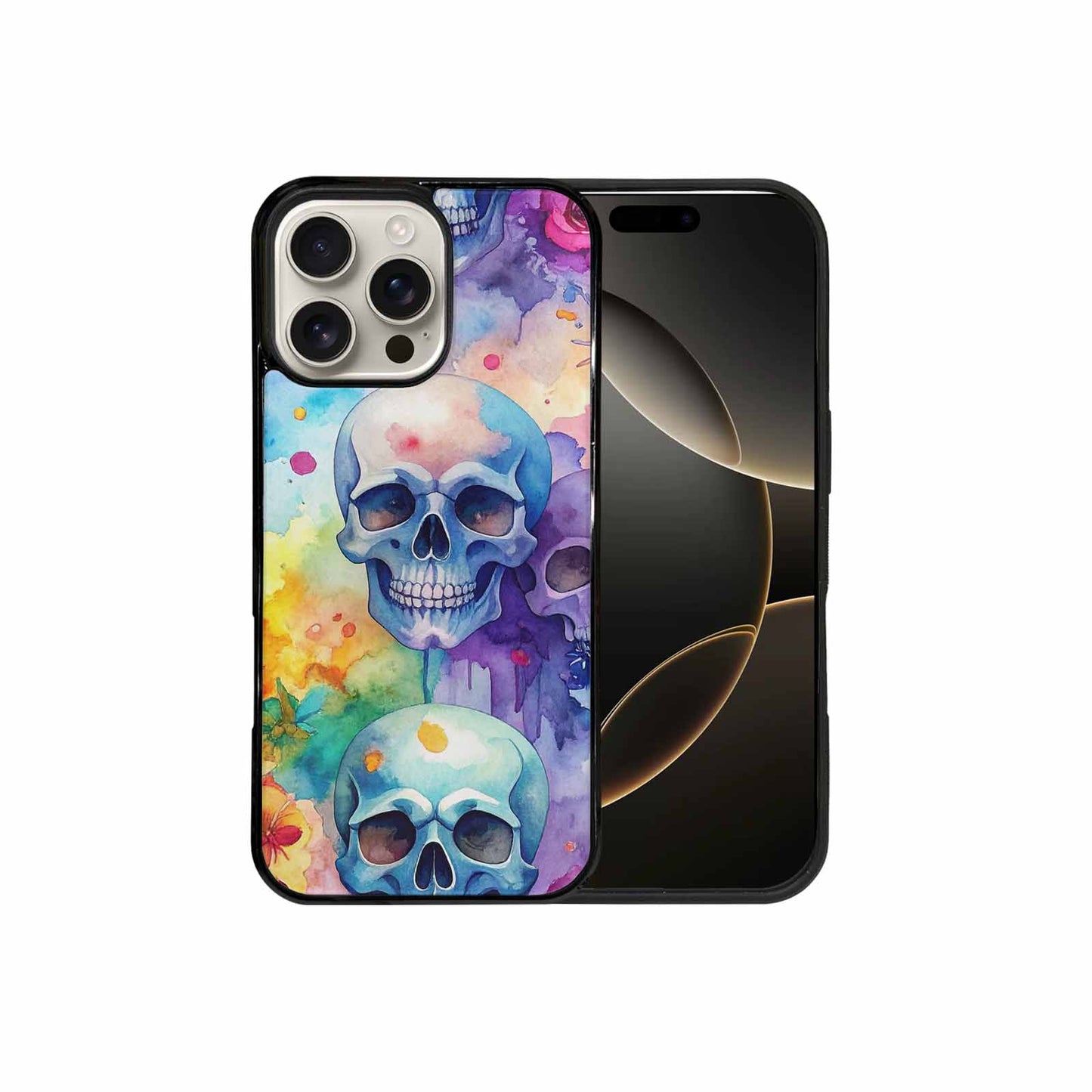 iPhone 16 Pro Max Case — Kulls Watercolor Skulls Small Skull Pattern, Customized Protective Case