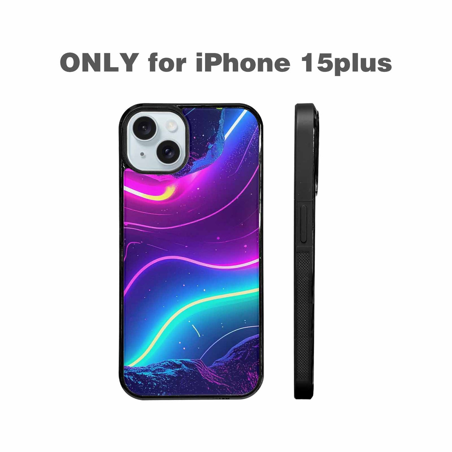 iPhone 15 Plus Case — 1980s Neon Cartoon Art Pattern, Custom Print Case Cover