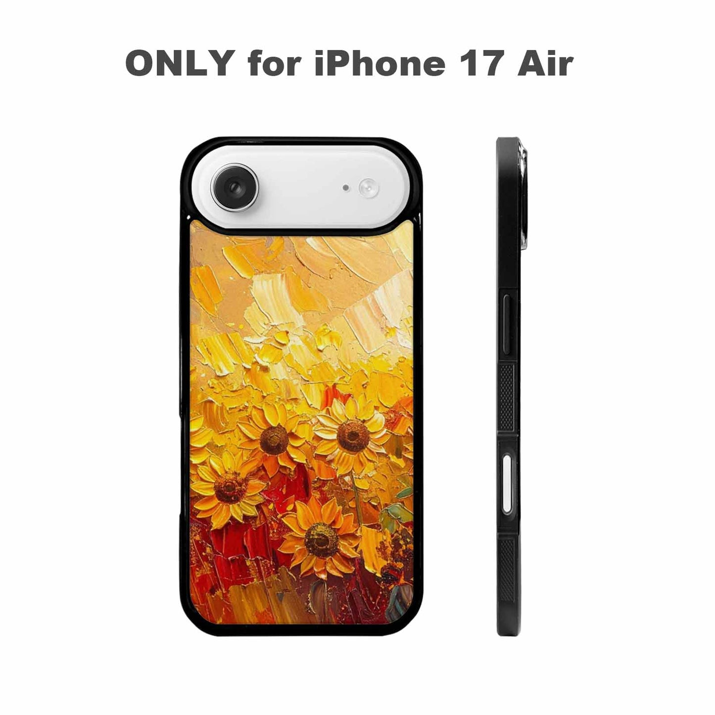 iPhone 17 Air Case — Impressionist Sunflower Brushstroke Pattern Hundreds Floral, Custom Print Case Cover