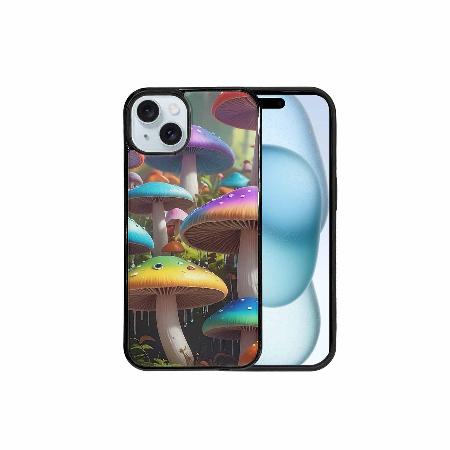 iPhone 15 Plus Case — Overlapping Endlessly No Empty Space Mushrooms, Custom Art Phone Cover