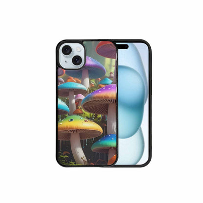 iPhone 15 Plus Case — Overlapping Endlessly No Empty Space Mushrooms, Custom Art Phone Cover